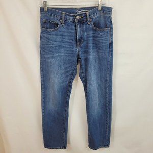 Gap 29"x30" (Actual 30" x 29") Straight Fit Blue Jeans Classic Denim Distressed